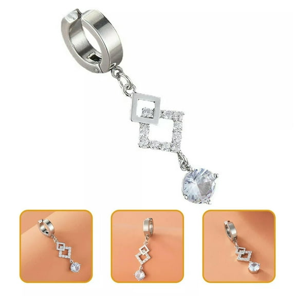 EOEMY 1Pc Fake Belly Button Rings Dangle Belly Button Rings Belly Button Piercing