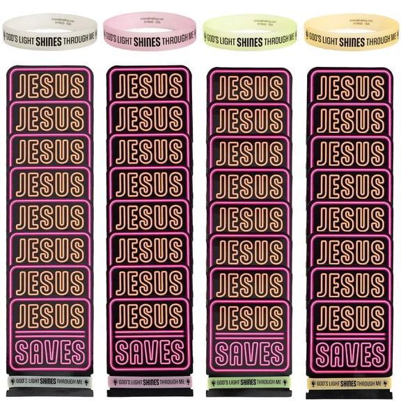 7 1/4" Jesus is the Light VBS Glow-in-the-Dark Bracelets on Card - 24 Pc.