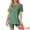 Green, variant on Women's Pajama Set Split Jersey Knit Tops with Fitted Shorts S Brown