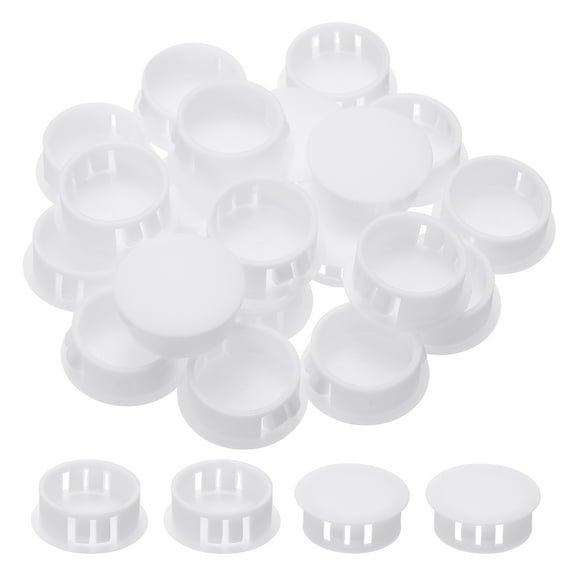 Uxcell Plastic Hole Plugs, 34 Pcs 1"(25mm) Plastic Plugs Screw Hole Plug Snap Desk Grommet Buckle Knockout Locking Plugs Furniture Insert End Cap for Holes Kitchen Cabinet, White