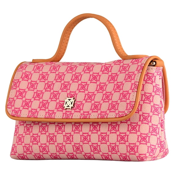 DOMINIE Crossbody Handbag /Clutch Purse Pink Canvas With Removable Shoulder Strap Unisex Audrey