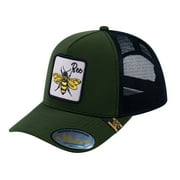 HAVINA PRO CAPS - V2 Embroidered The Bee - 5 Panel Trucker Hat - Olive/Black