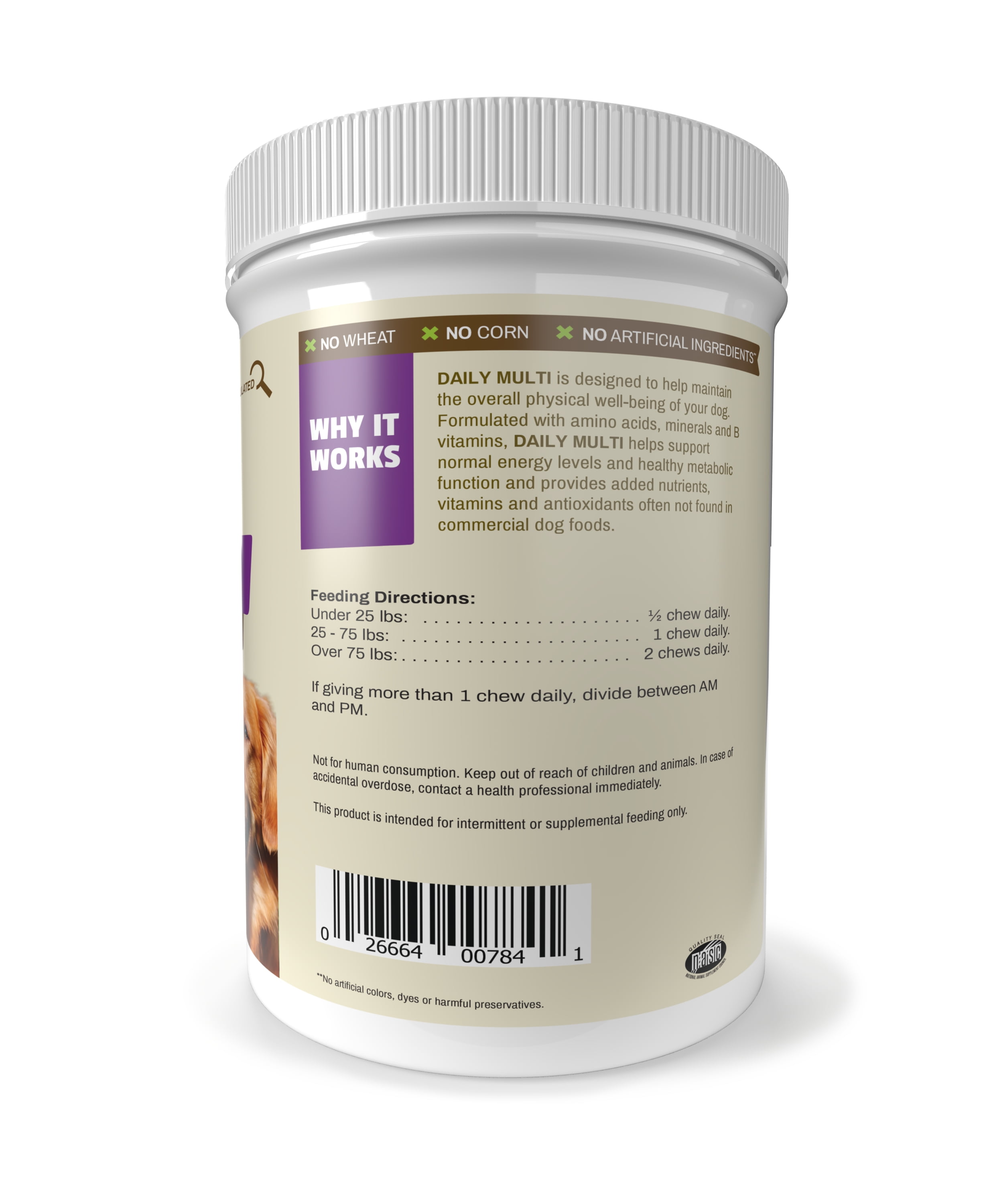 Pet Naturals Overall Wellbeing Multivitamin Supplement Chews for Dogs, Vegetable, 150 Count Jar