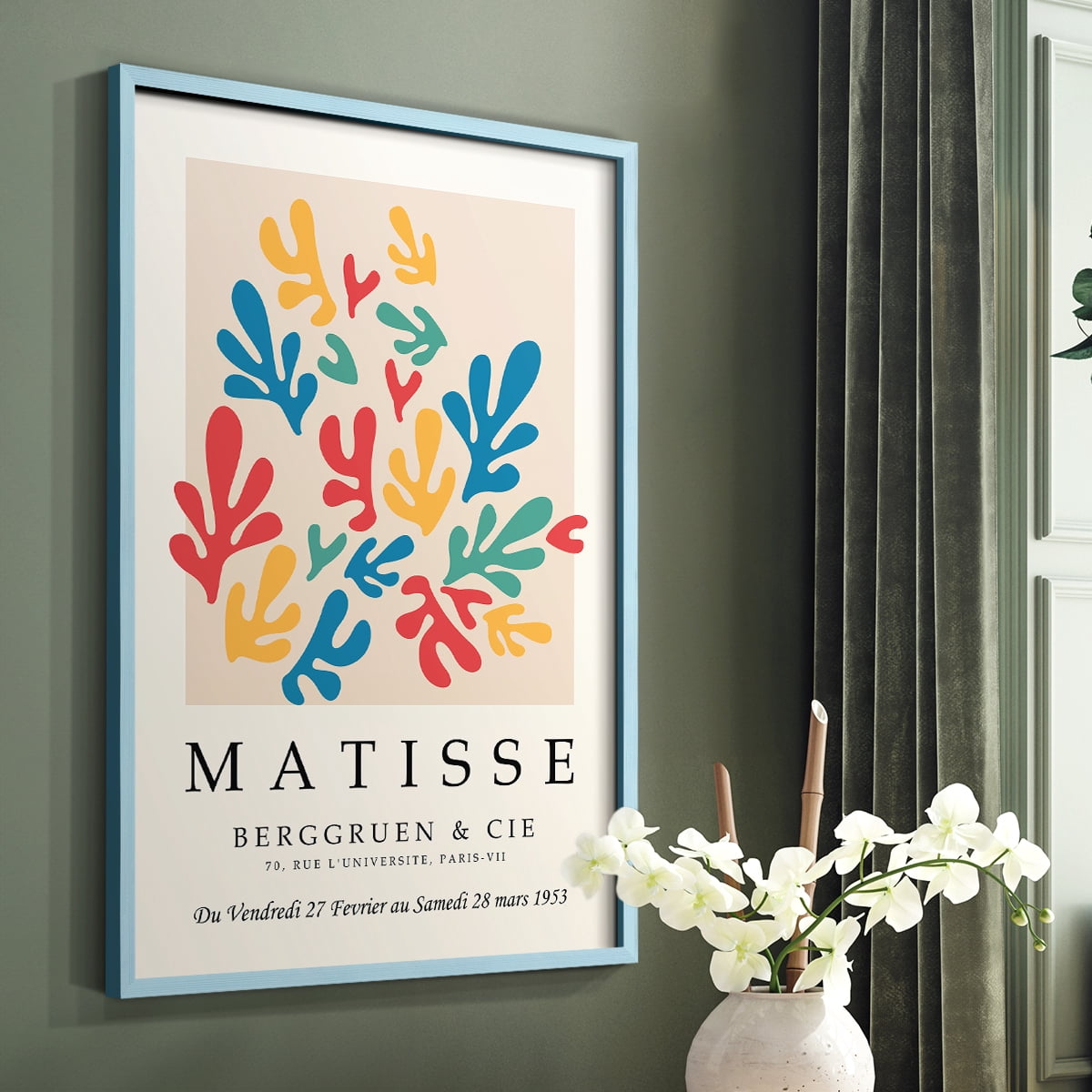 Matisse CCCXLV in Blue Solid Wood 16 x 20 Framed Print