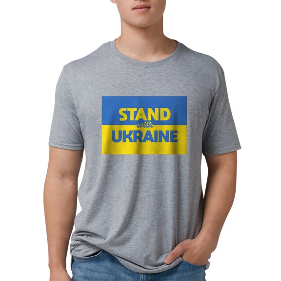 CafePress - I Stand With Ukraine T Shirt - Mens Tri-blend T-Shirt