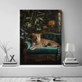 thumbnail image 2 of Mudket Framed Ready to Hang Jungle Leopard Canvas Wall Art, Vintage Dark Green Cheetah Print Room Decor, Animal Wall Art for Living Room Bedroom Office Modern House Decor - 40"L x 28"W, 2 of 10