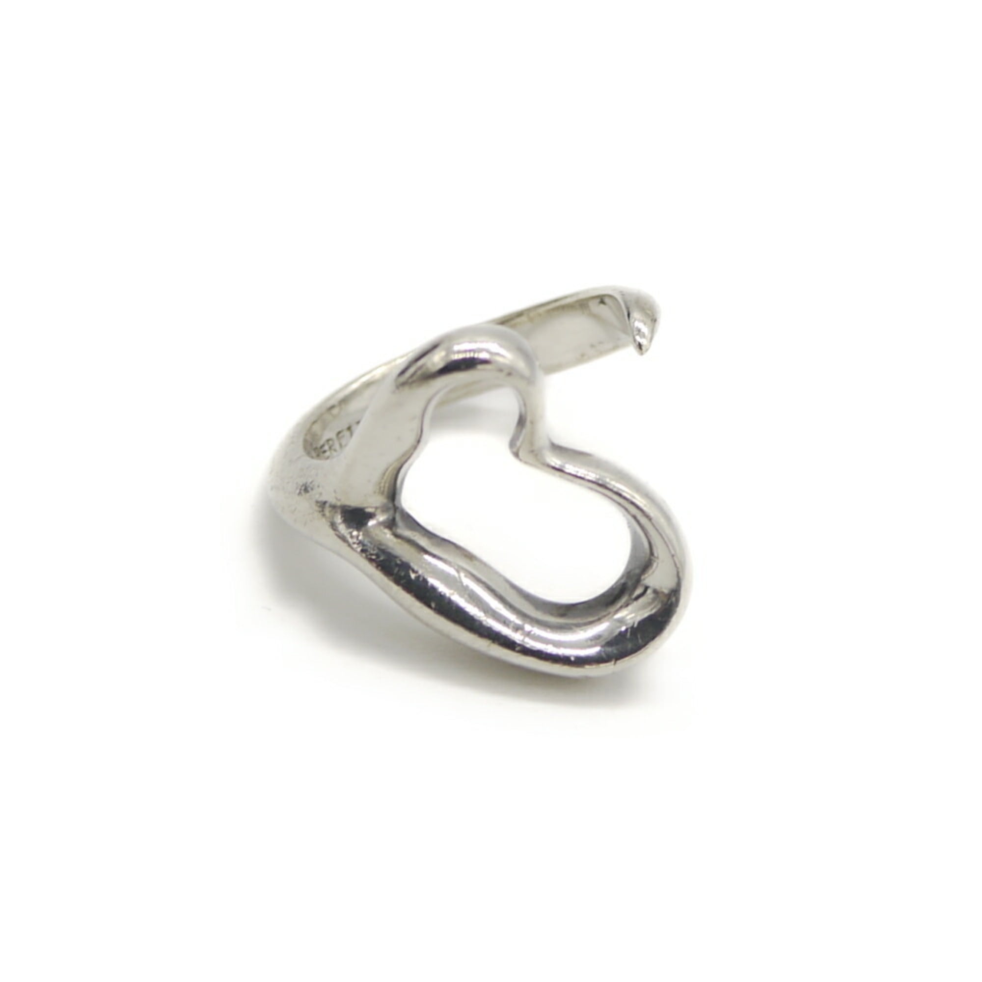 Pre-Owned TIFFANY & Co. Tiffany Elsa Peretti Heart Cuff Ring, Silver 925, Size 9 (Good)