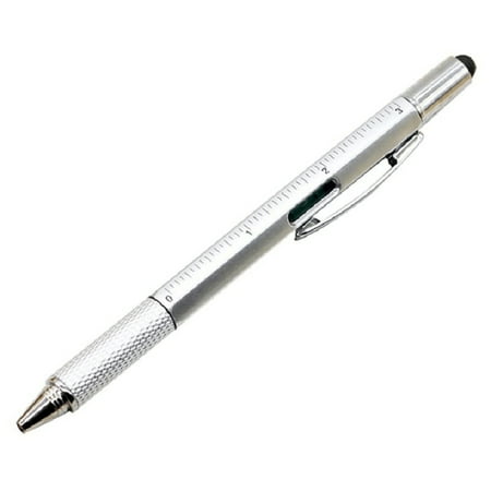 

6 In 1 Multitool Tool Pen Slotted Screwdriver Phillips Screwdriver Touch Head Ballpoint Pen Scale Level For Men Dad Father Husband Gifts Silver Black Refill