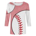 thumbnail image 4 of Women's Tops Dressy Casual Vintage 3/4 Sleeve Tunic Tops Loose Fit Flowy Summer Clothes for Teen Girls Round Neck Blouse Baseball Graphic Tops Basic Tees for Sports Fashion 2024 Pink T Shirts L, 4 of 5