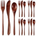 thumbnail image 1 of Juego Cubiertos Madera 12 Piezas Cuchara Tenedor Cuchillo 9 Pulgadas Cocina Camping, 1 of 5