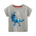 thumbnail image 2 of Toddler Kids Boys Roaring T-rex Predator Shirt Cool Dinosaur Graphic Print Short Sleeve Crew Neck Tee Top Summer Clothes 3-4T, 2 of 9