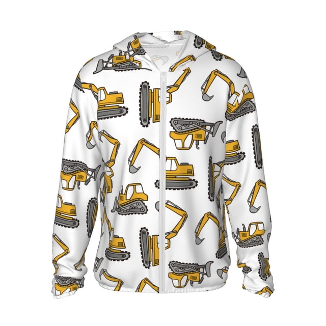 KLL Sweat à Capuche Extérieur Imprimé Excavateur Drôle pour Hommes et Femmes, Protection Solaire UPF 50+, Manches Longues, Pêche, Randonnée, Performance, 3TG