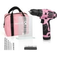 thumbnail image 2 of WORKPRO Pink Cordless Drill Driver Set, 12V Electric Screwdriver Driver Tool Kit for Women, 3/8" Keyless Chuck, Charger and Storage Bag Included - Pink Ribbon, 2 of 9