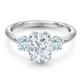 thumbnail image 3 of Gem Stone King 925 Sterling Silver White Moissanite and Sky Blue Aquamarine Engagement Ring for Women | 2.60 Cttw | Oval 9X7MM | Gemstone Birthstone | Size 7, 3 of 7