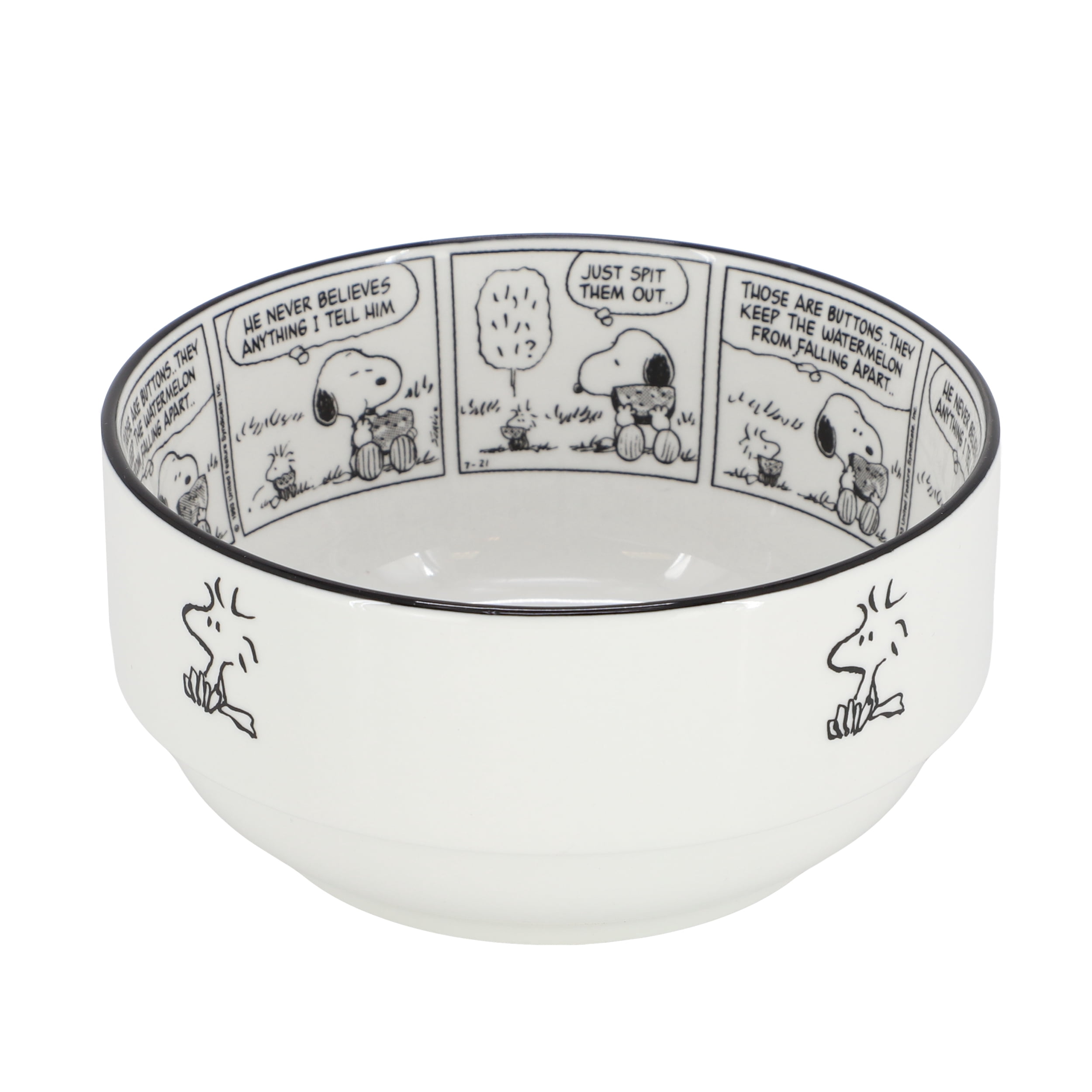 Peanuts Sunday Strips 2 Piece 6 Inch Round Fine Ceramic Bowl Set in White