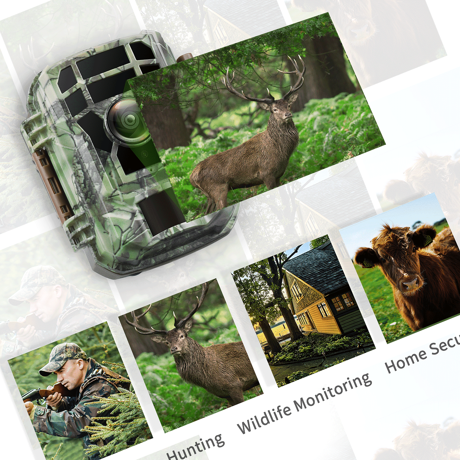 CAMPARK 20MP Trail Camera 1080P Game Deer Hunting Camera Infrared Night Vision Waterproof Motion Detection Outdoor Trail Cam with SD Card
