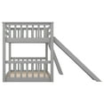 thumbnail image 3 of Harper & Bright Designs Solid Wood Twin Over Twin Low Bunk Bed Frame with Convertible Slide and Ladder, Gray, 3 of 8
