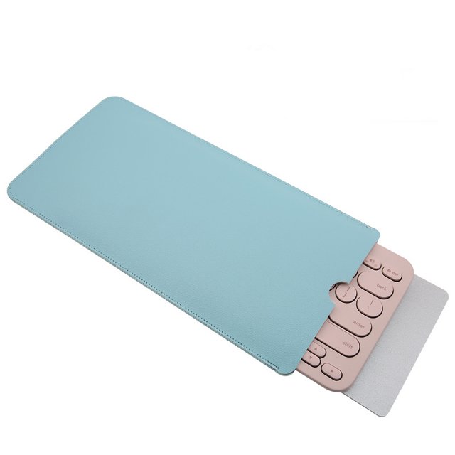 Funda de cuero para teclado, resistente al agua y al polvo, de PVC, de doble cara, portátil, para viajes, para Logitech K380, color azul claro y plateado