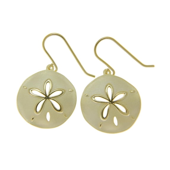Yellow gold plated 925 sterling silver Hawaiian sand dollar hook 21.50mm earrings