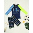 thumbnail image 3 of YONGHS Kids Boys 2 Piece Long Sleeve Swimsuit UPF 50+ Sun Protection Bathing Suit Swimwear Navy Blue Fish 5-6, 3 of 7