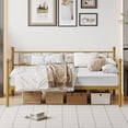 thumbnail image 2 of Huisuilinss Twin Daybed With Trundle,Metal Sofa Bed With Stylish Headboard,Twin Day Bed With Metal Slats For Living Room Bedroom Guest Room Space Saving, 2 of 7