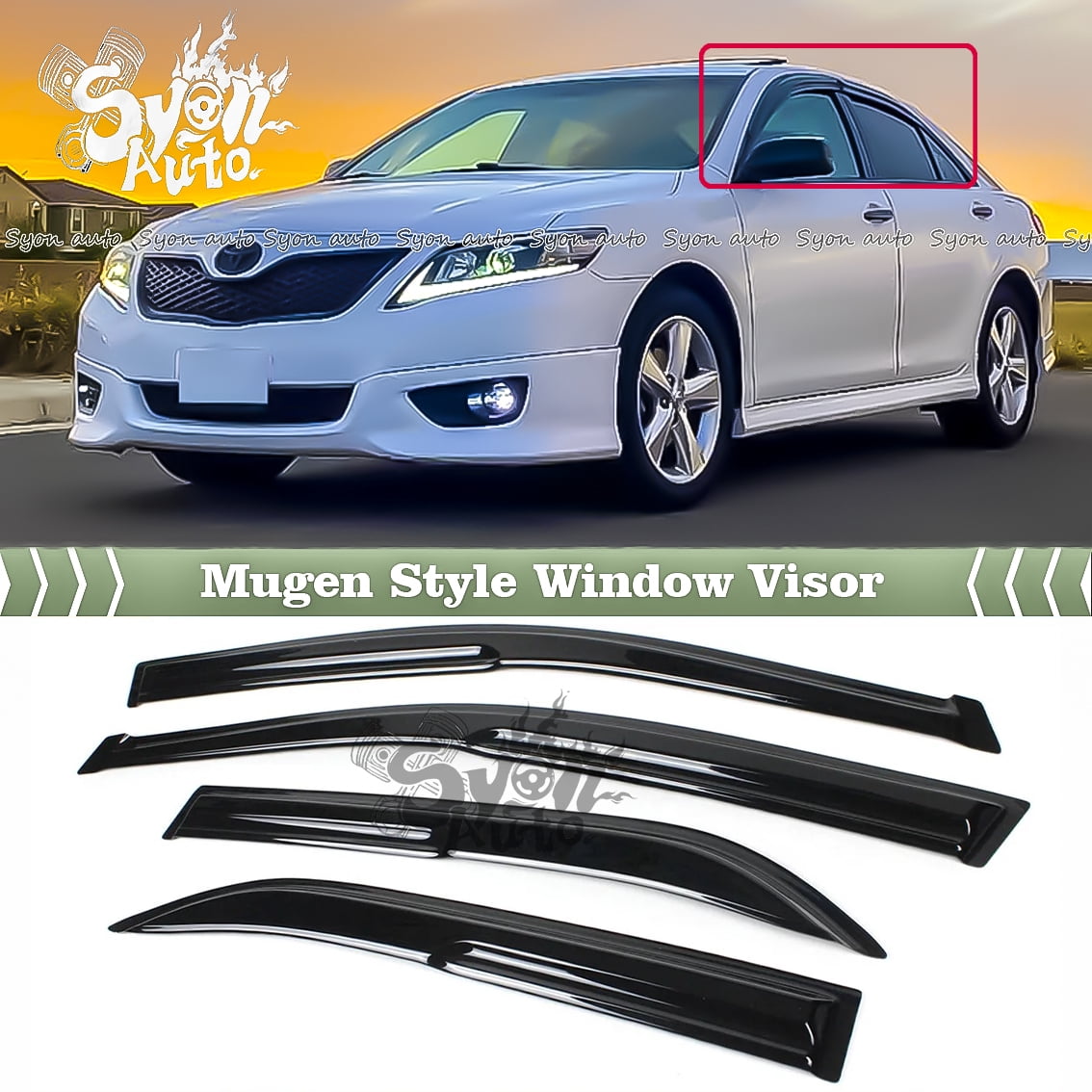 JDM-Style Window Visors / Rain Guards For 2018-2024 Toyota Camry (8th Gen) - 4-Piece Acrylic Set, Black