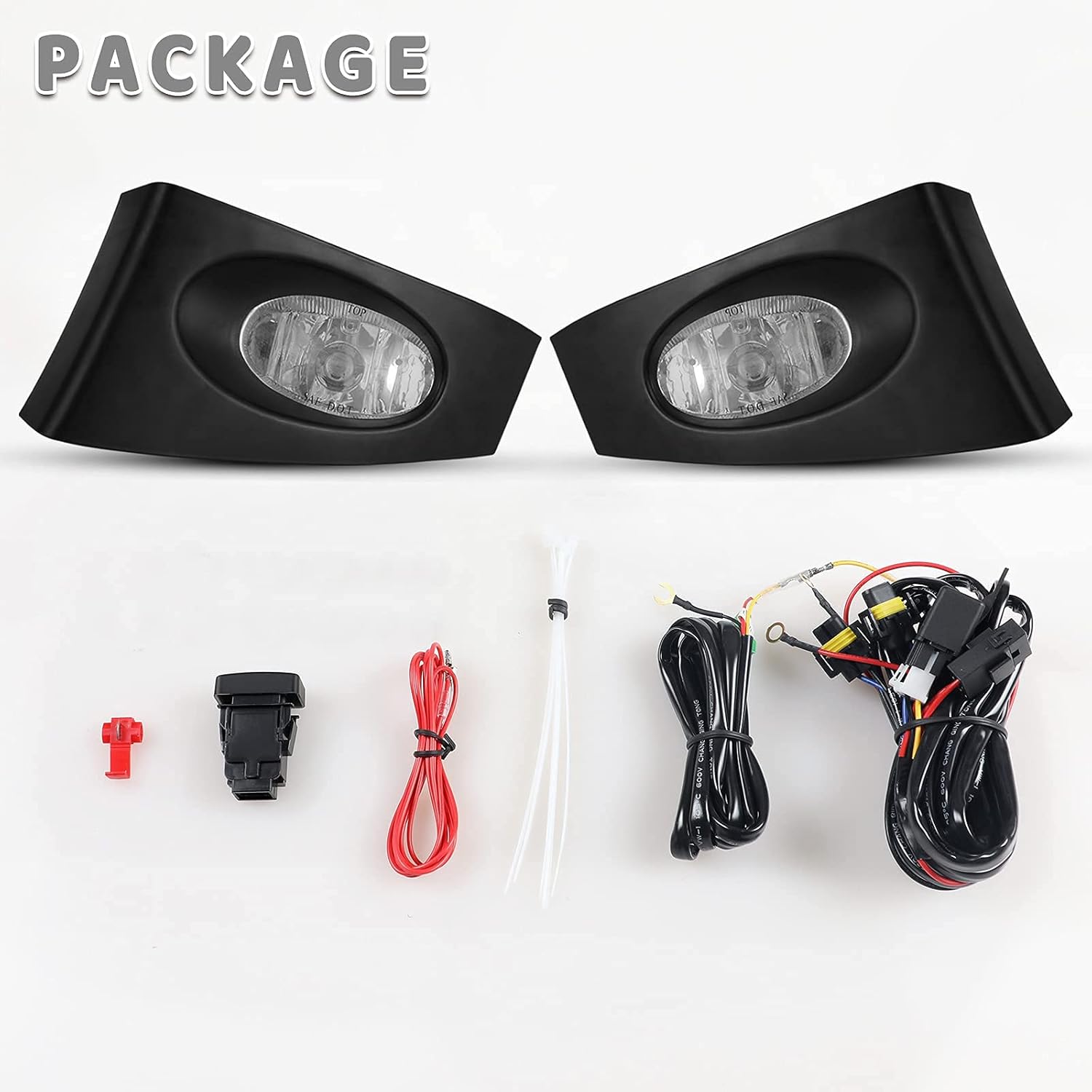 2Pcs Fog Lights Lamps Assembly for 2007 2008 Honda Fit Driver Passenger Replacement,Clear Lens