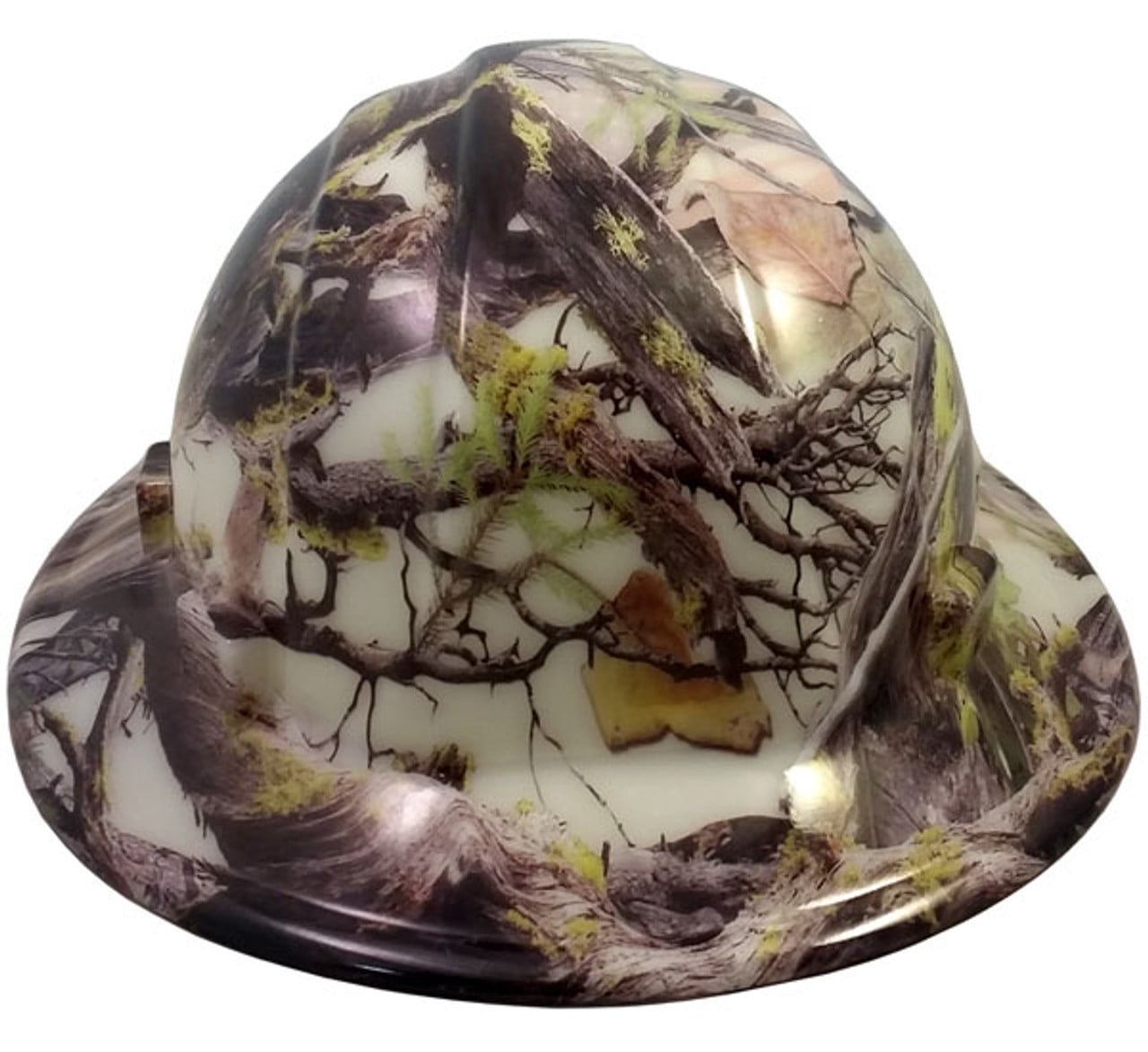 American Camo Hydro Dipped GLOW IN THE DARK Hard Hats Full Brim Style with 4 Pt Suspension