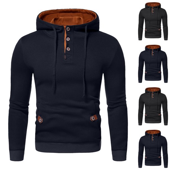 RYDCOT Mens Hoodies Shirt Casual Athletic Workout Fashion Hooded Lightweight Jersey Sweatshirt Long Sleeve with Drawstring Navy