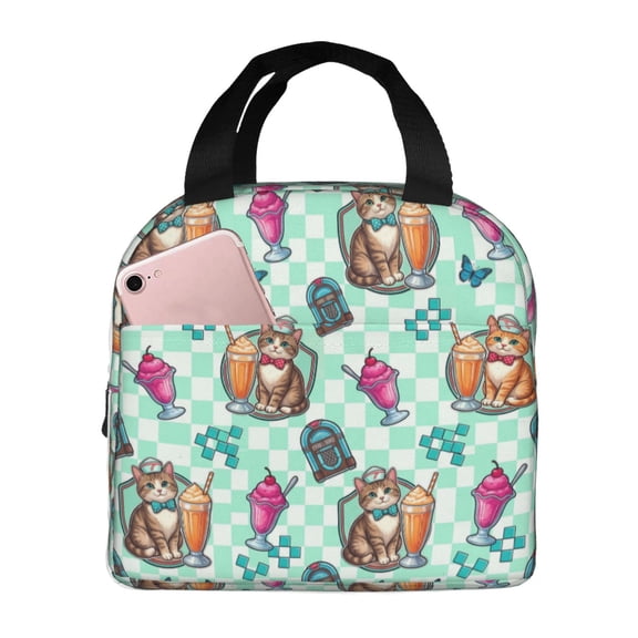 Cute Cat Lunch Bag For Women Men, Insulated Reusable Lunch Tote Bag, Large Capacity Lunch Box For Work, Leakproof Cooler Lunch Bag For Office Picnic Travel