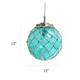 thumbnail image 3 of Elegant Designs Buoy Netted Brushed Nickel Coastal Ocean Sea Glass Pendant with Natural Rope, 3 of 6
