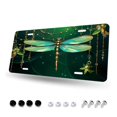 thumbnail image 3 of Decorative Stainless Steel License Plate Frame – Unique and Rust-Free Car Tag-dragonfly_made_of_green_and_gold_with_gemstones_hanging, 3 of 7