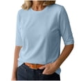 thumbnail image 3 of Yxbdin Basic Tees for Women Summer Crew Neck T Shirts Classic Half Sleeve Tshirts Lightweight Relaxed Fit Tops Solid Color Tees Everyday Daily Wear, 3 of 8