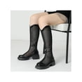 thumbnail image 6 of BLISSFUL STEP Women's Mesh Round Toe Back Zip Block Heels Knee High Boots Black 5, 6 of 8