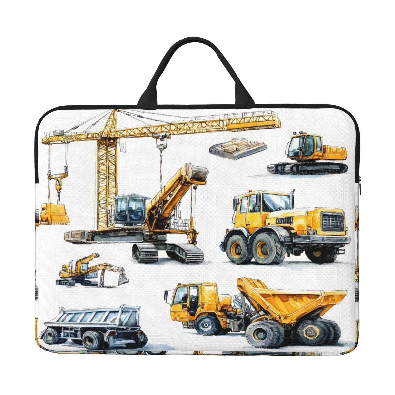 Laptop Sleeve Bag For Women Men 14inch Waterproof Durable Protective Computer Carrying Cover Handle Laptop Case Bag Engineering Vehicle Tower Crane Truck