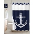 thumbnail image 2 of Coastal Anchor No Hook Shower Curtain and Liner Set Nautical Knot Dark Blue Shower Curtains with Snap-in Liner & See Through Top Window Hotel Style for Bathroom Decor 36x72 Inch, 2 of 8