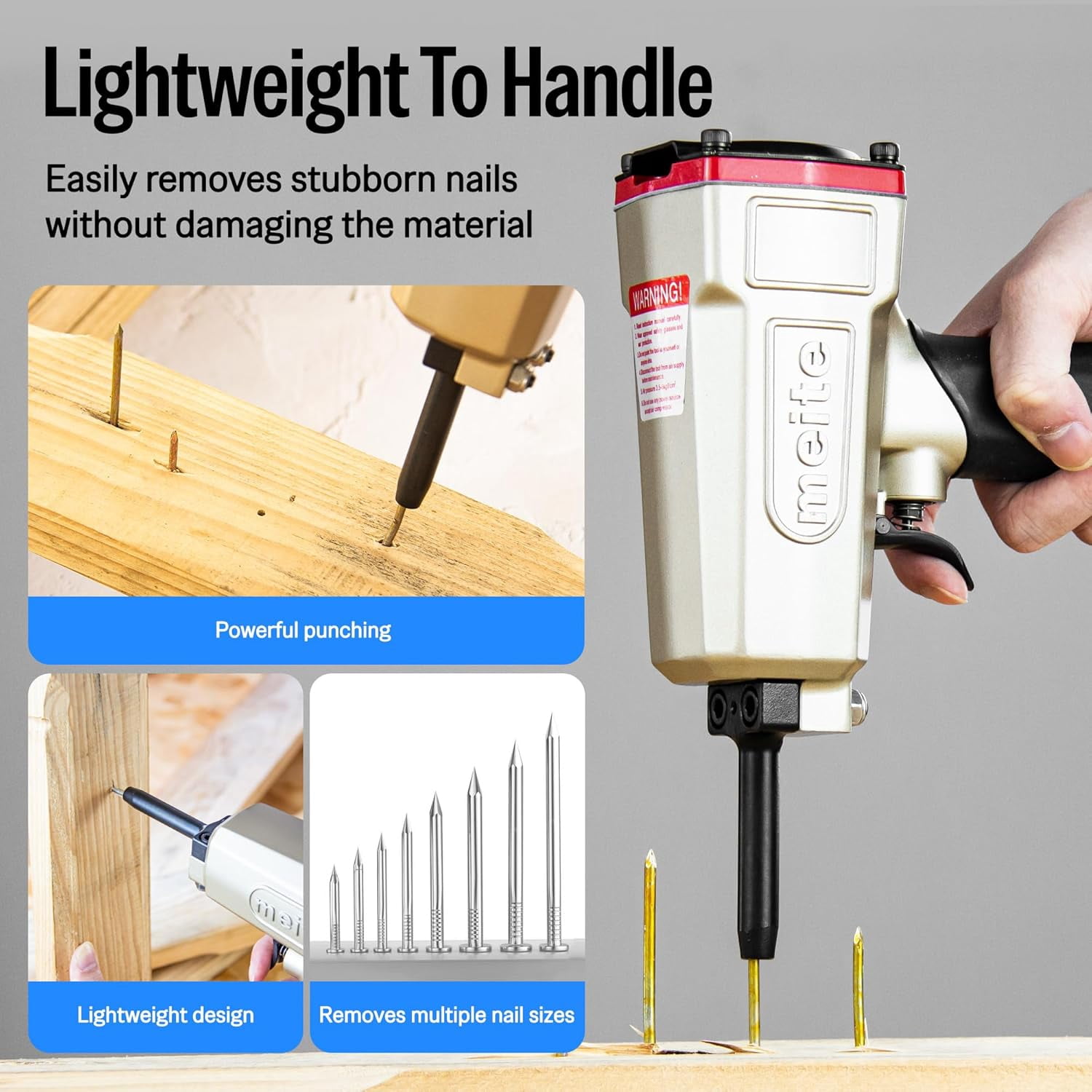 MEITE Pneumatic Nails Puller Gun NP45 Professional Air Punch Nails Remove Nailer 70-100 PSI