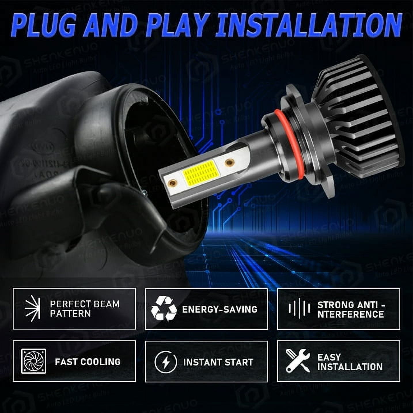 For Ford Taurus 2013-2016 2017 2018 2019 LED Headlight Bulbs 9012 High and Low Beam 2pcs