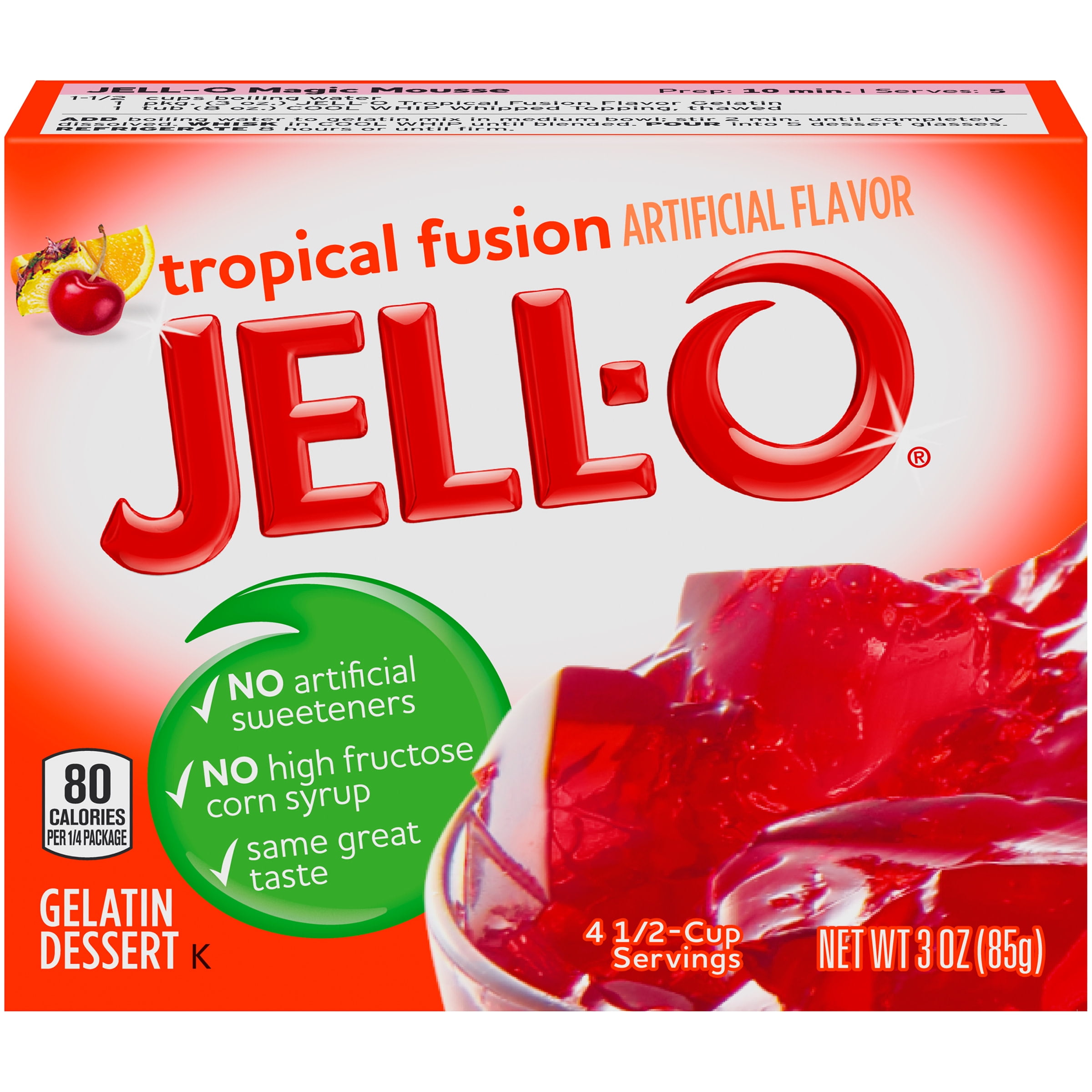 JellO Tropical Fusion Instant Gelatin Mix, 3 oz Box