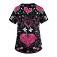 thumbnail image 5 of Lumtrix Valentine's Day Women's Short Sleeve Scrub Tops V Neck Nursing Uniform with Pockets Plus Size Heart Print Work Shirts Light pink 3XL, 5 of 5