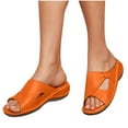 thumbnail image 4 of Anuirheih Wedge Sandals for Women Slip On Wedge Sandals with Arch Support, Summer Casual Low-heeled Open Toe Sandals Walking Shoes(Orange）, 4 of 4