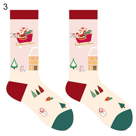 

harmtty 1 Pair Christmas Socks Wear Resistant Cotton Middle Tube Xmas Bed Socks for Home
