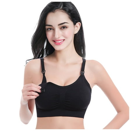 

Pregnant Bra Womens Maternity Pregnant Wirefree Nursing Bra Breastfeeding Underwear Black XXL