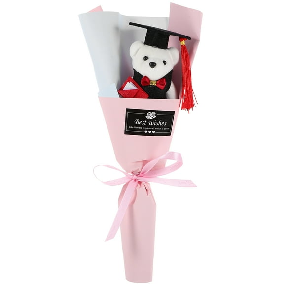 Graduation Artificial Flower Bouquet Mini Plush Graduation Bear Bouquet Ornament