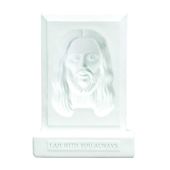Dicksons Face of Christ I AM with You Frosted White 5.5 x 7.5 Resin Stone Table Top Sign Plaque