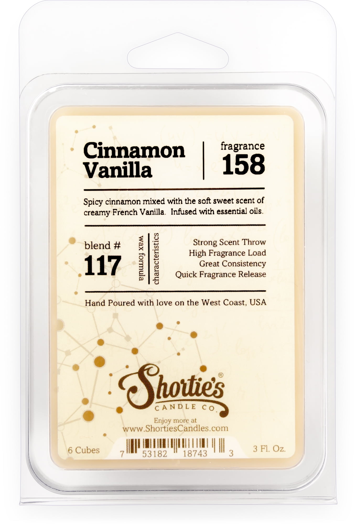 Cinnamon Vanilla Wax Melts Highly Scented + Natural Oils Shortie's