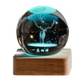 thumbnail image 2 of 3D Galaxy Crystal Ball Night Light Creative Birthday Gifts USB Wood Base Living Room Bedroom Gift, 2 of 21