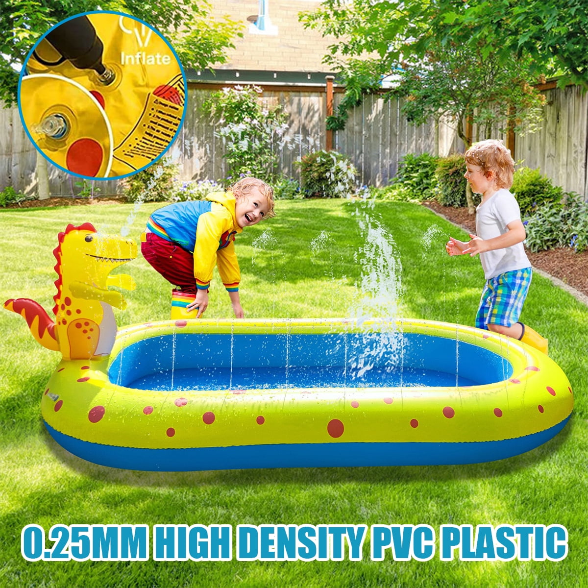 THRENS Inflatable Kiddie Pool Sprinkler, Dinosaur Sprinkler Pool Fountain Water Toys, Cute