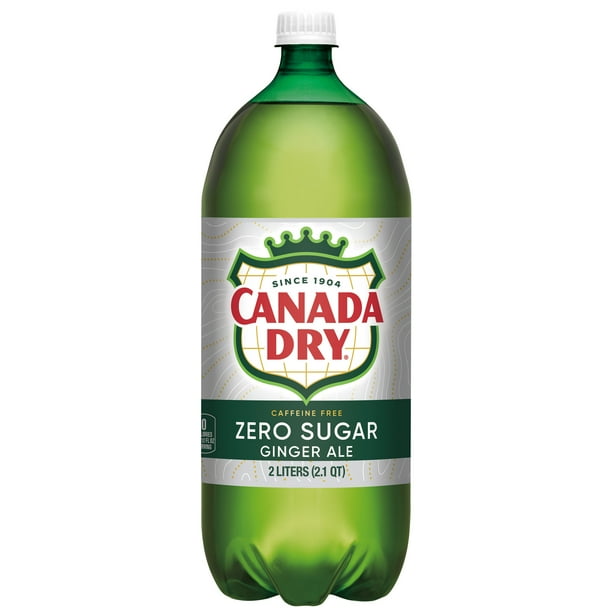 Canada Dry Caffeine Free Zero Sugar Ginger Ale Soda Pop, 2 L