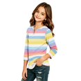 thumbnail image 3 of Abcomgle Girls Long Sleeve Tops 7-16 Casual Rainbow Striped Henley Button Tshirts for Girls Fall Basic Girls Tops Trendy Blouses for Girls, 3 of 5